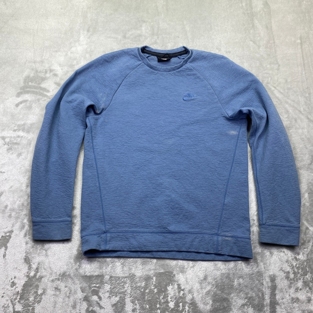 Nike Sportswear Textured Crewneck Sweatshirt Blue AR3163-418 Mens‎ XS Grunge